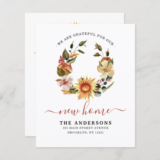 Grateful New Home Herfst Wreath Moving Announge (Voorkant / Achterkant)
