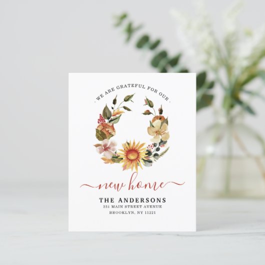 Grateful New Home Herfst Wreath Moving Announge (Staand voorkant)