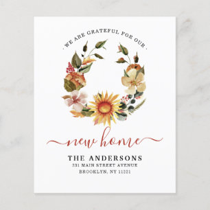 Grateful New Home Herfst Wreath Moving Announge