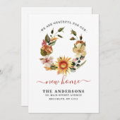 Grateful New Home We hebben Herfst Wreath Moving Aankondiging (Voorkant / Achterkant)