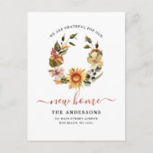 Grateful New Home We hebben Herfst Wreath Moving Aankondigingskaart (Voorkant)