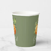 Grateful Oranje Pompoen Moss Groene Thanksgiving Papieren Bekers (Rechts)