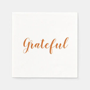 Grateful oranje script, schattig Thanksgiving papi Servet