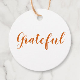 Grateful oranje spice modern script Thanksgiving Bedankjes Labels