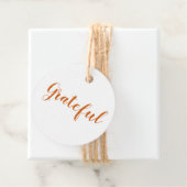 Grateful oranje spice modern script Thanksgiving Bedankjes Labels (In situ)