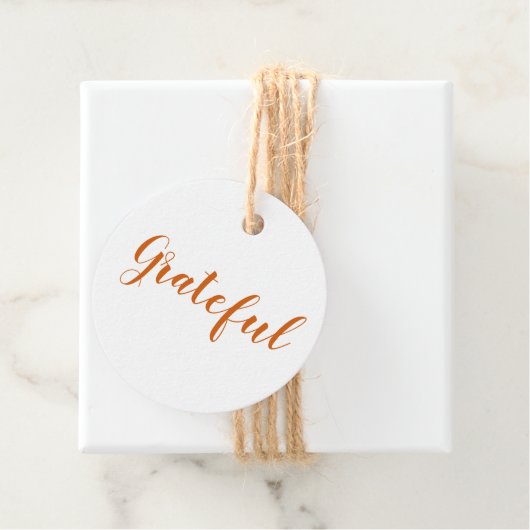 Grateful oranje spice modern script Thanksgiving Bedankjes Labels (In situ)