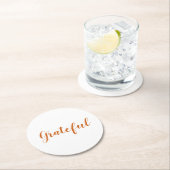 Grateful oranje spice script schattige Thanksgivin Ronde Kartonnen Onderzetter (Insitu)