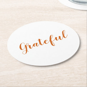Grateful oranje spice script schattige Thanksgivin Ronde Kartonnen Onderzetter
