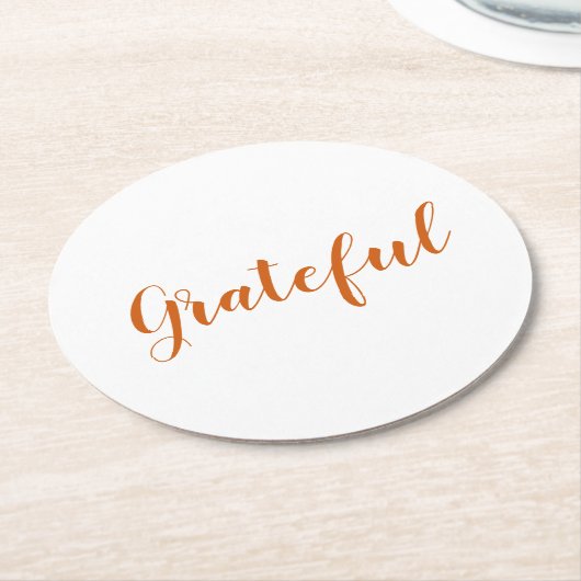 Grateful oranje spice script schattige Thanksgivin Ronde Kartonnen Onderzetter (Gebogen)