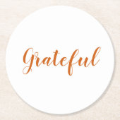 Grateful oranje spice script schattige Thanksgivin Ronde Kartonnen Onderzetter (Voorkant)