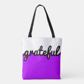 Grateful Paarse zwart wit kleurenblok Tote Bag (Achterkant)