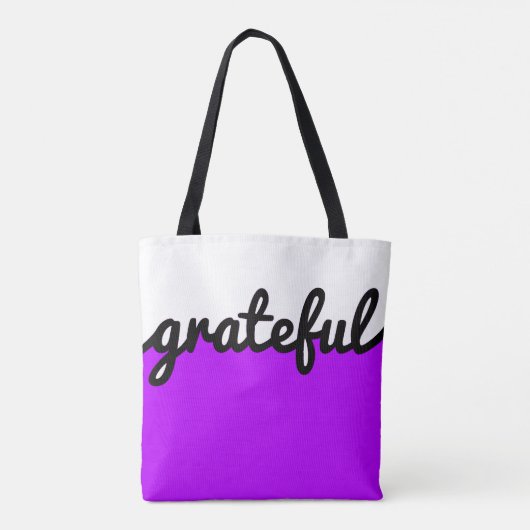 Grateful Paarse zwart wit kleurenblok Tote Bag (Achterkant)