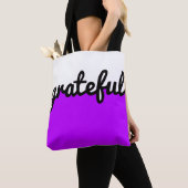 Grateful Paarse zwart wit kleurenblok Tote Bag (Dichtbij)