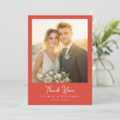 Grateful Peach Elegante Photo Bedankkaart (Staand voorkant)