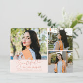 Grateful Peach Multi Photo Graduation Aankondiging (Staand voorkant)