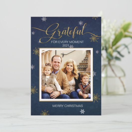 Grateful Photo kerstkaart Kaart (Staand voorkant)