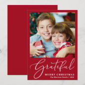 Grateful Photo Red Merry kerst Feestdagenkaart (Voorkant / Achterkant)