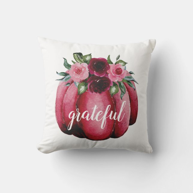 Grateful Pink Pumpkin personaliseren Buitenkussen (Voorkant)