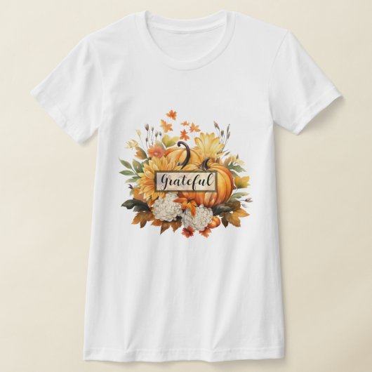 Grateful Pumpkin Floral Fall Thanksgiving T-shirt (Laagn)