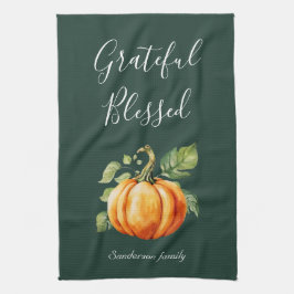 Grateful Pumpkin Thanksgiving Gepersonaliseerd Gro Theedoek