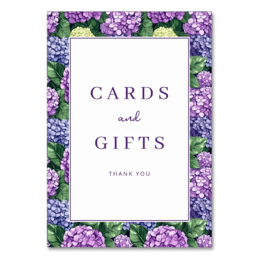 Grateful Purple Floral Hydrangea Border Kaart (Voorkant)