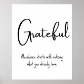 Grateful Quote Motivational Wall Print (Voorkant)
