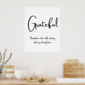 Grateful Quote Motivational Wall Print (Keuken)