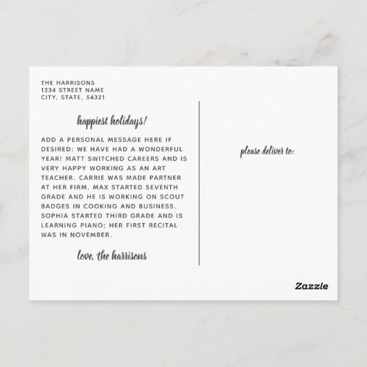 Grateful Red Calligraphy Chic Full Photo Holiday Briefkaart (Achterkant)