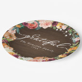 Grateful Rustic Autumn Flowers Thanksgiving Dinner Papieren Bordje (Gekanteld)