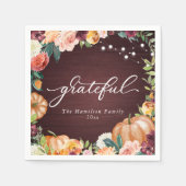 Grateful Rustic Herfst Floral Thanksgiving Dinner  Servet (Voorkant)