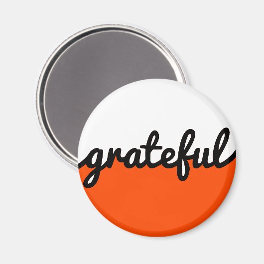 Grateful Script Modern Oranje Black and White Magneet (Voorkant / Achterkant)