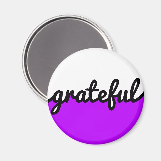 Grateful Script Modern Paars Black and White Magneet (Voorkant / Achterkant)