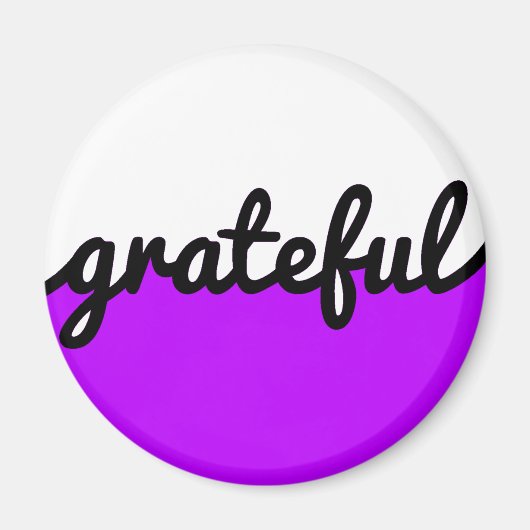 Grateful Script Modern Paars Black and White Magneet (Voorkant)