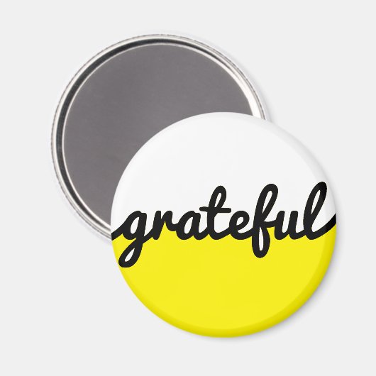 Grateful Script Modern Yellow Black en White Magneet (Voorkant / Achterkant)