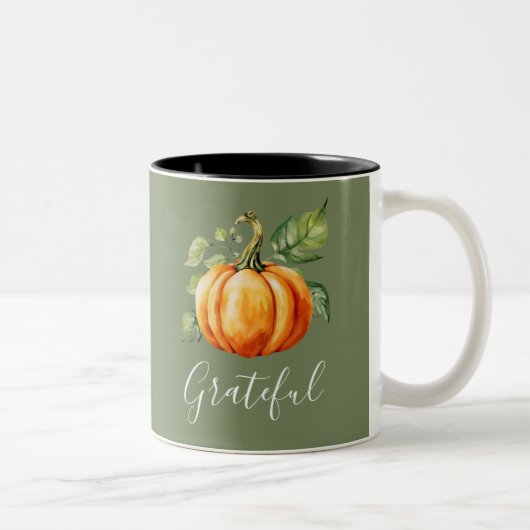 Grateful Sinaasappel pompoen Moss Green Tweekleurige Koffiemok (Rechts)