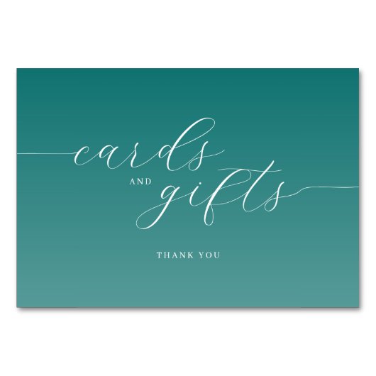 Grateful Teal Cursive Thank You Card Kaart (Voorkant)