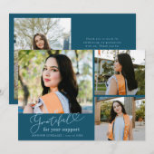 Grateful Teal Multi Photo Graduation Aankondiging (Voorkant / Achterkant)