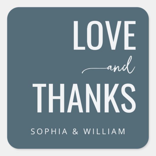 Grateful Teal Typographic Vierkante Sticker (Voorkant)