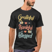 Grateful Thankful Bless Cool Thanksgiving Day T-shirt (Voorkant)