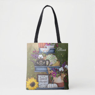 Grateful, Thankful, Bless Gepersonaliseerd Canvas Tote Bag