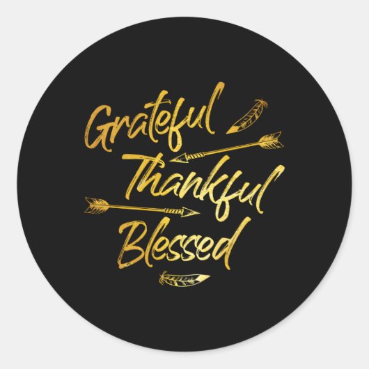 Grateful Thankful Bless Gold Thanksgiving Day Ronde Sticker (Voorkant)
