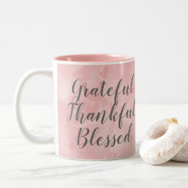 Grateful Thankful Bless Pink Waterverf Tweekleurige Koffiemok