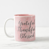 Grateful Thankful Bless Pink Waterverf Tweekleurige Koffiemok (Links)