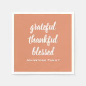 Grateful Thankful Bless Thanksgiving Name Paper Servet (Voorkant)