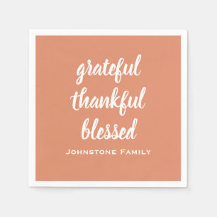 Grateful Thankful Bless Thanksgiving Name Paper Servet