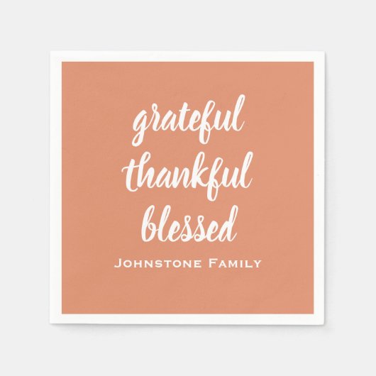 Grateful Thankful Bless Thanksgiving Name Paper Servet (Voorkant)