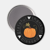 Grateful, Thankful, Blessed Autumn Folk Art Magneet (Voorkant / Achterkant)
