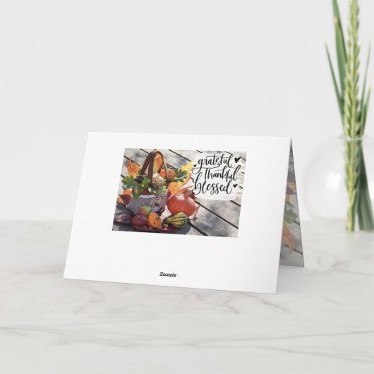 Grateful Thankful Blessed Autumn Inspirerend Kaart (Achterkant)