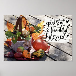 Grateful Thankful Blessed Autumn Inspirerend Poster