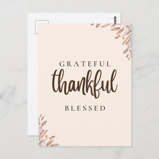 Grateful Thankful Blessed Botanisch Briefkaart (Voorkant / Achterkant)